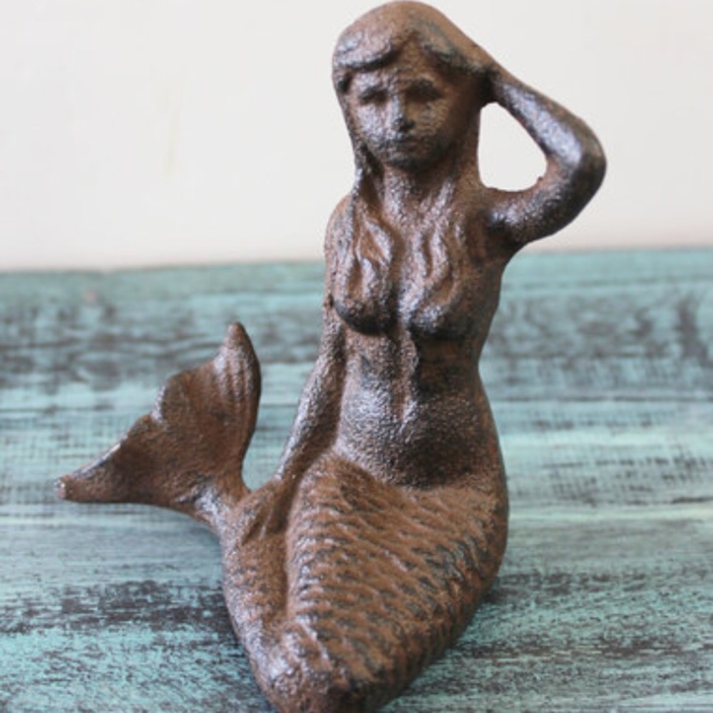 Decorative iron mermaid mini statue
